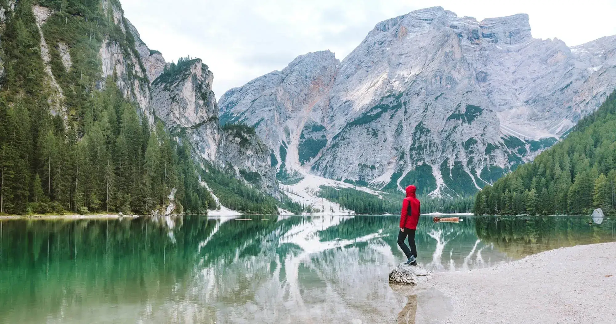 A lake by the mountains